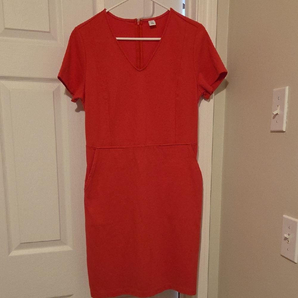 Old Navy Vibrant Reddish Orange Mini Dress in Size Med
